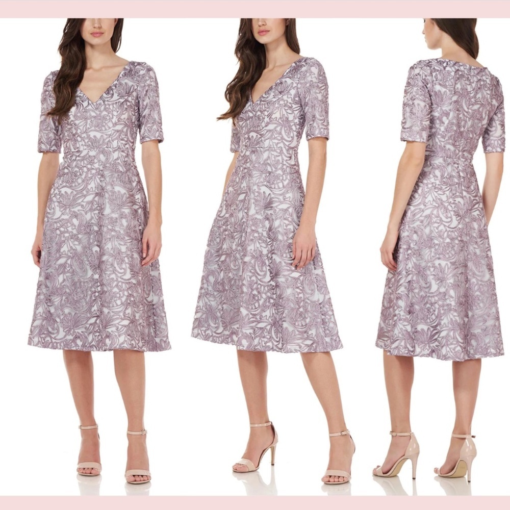 NEW JS Collections [size 0 ] Hazel Fit & Flare Midi‎ Dress Lilac/Pistachio